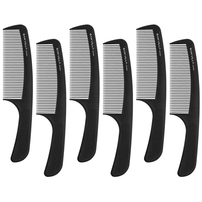 Artist Series Handle Comb - Black (6-Pack) Sam Villa